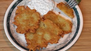 Kartoffelpuffer  Reiberdatschi mit Joghurt Kräutersoße [upl. by Asyen491]