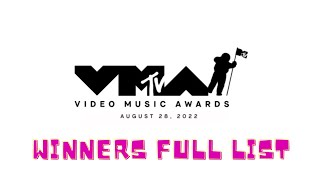 MTV VMA 2022 WINNERS FULL LIST [upl. by Romilly]