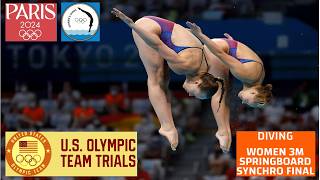 Womens 3M Synchro Final  Full Replays  2024 USA Diving Olympic Trials parisolympics2024 [upl. by Purvis]