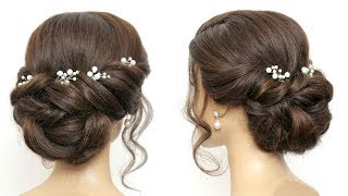 Easy Twisted Updo Bridal Hairstyle For Long And Medium Hair [upl. by Golub]