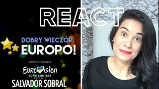 React Salvador Sobral  Amar Pelos Dois  Salvador plays quottrumpetquot during rehersal [upl. by Sirk]