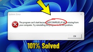 D3DCOMPILER47dll is Missing  Not Found in Windows 111087  How To Fix Error D3DCompiler 47 dll [upl. by Wilsey462]