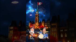 Happy Canada Day Enjoy or sing along 1 min Cheerful O Canada video song with fireworks and lyrics [upl. by Ishii]