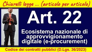 Codice dei contratti articolo 22  chiarelli contratti codice [upl. by Silber937]