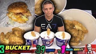 3 BUCKETS KFC Challenge  39 Tenders  1 Double Krousty BBQ [upl. by Essa]