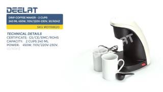 Drip Coffee Maker  2 cups 240 ml 450W 110V220V230V 5060Hz [upl. by Connett]