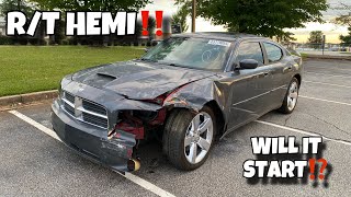 I BOUGHT A WRECKED DODGE CHARGER RT From COPART WILL IT RUN NO KEYS⁉️ [upl. by Atinreb]