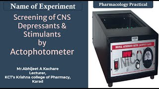 Screening of CNS Stimulants amp Depressants drugs LOCOMOTOR Activity in Mice by Actophotometer [upl. by Torray]