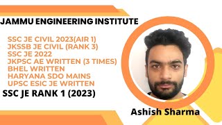 SSC JE CIVIL 2023 AIR 1  ASHISH SHARMA ssc sscjecivil jkssb jkpsc civilengineering [upl. by Yates]