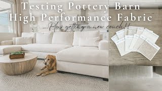 POTTERY BARN HIGH PERFORMANCE FABRICIS IT WORTH IT  BEST WHITE COUCH  LIVING ROOM MAKEOVER [upl. by Iver312]