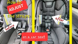 How to adjust the harness straps on a car seatEvenflo Safemax [upl. by Marie]