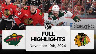 NHL Highlights  Wild vs Blackhawks  November 10 2024 [upl. by Llenyl201]