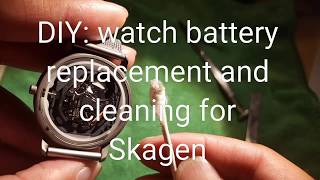 Watch battery replacement and cleaning Skagen [upl. by Aryamo609]