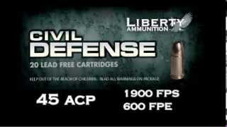 Liberty Civil Defense 45 ACP 78 Grain Lead Free Hollow Point Ammo [upl. by Novrej]