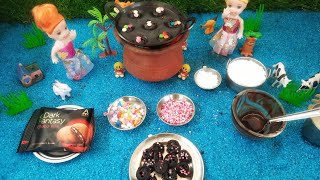 Miniature Chocolate Paniyaram🍫 Darkfantasy Chocolate Paniyaram  Chocolate Cake  Miniature cooking [upl. by Orsino451]