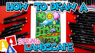 How To Draw A Spring Landscape [upl. by Enilrek]