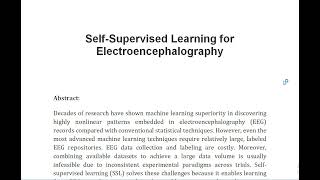 Self Supervised Learning for Electroencephalography [upl. by Case611]