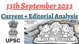 13th September 2023The Hindu Editorial AnalysisDaily General Awareness Articles by Harshit Dwivedi [upl. by Yssis908]