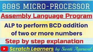 BCD addition in 8085  8085 program to add BCD numbers  Addition of BCD numbers in 8085 [upl. by Tijnar]