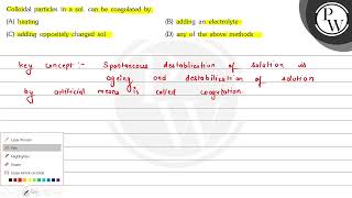 Colloidal particles in a sol can be coagulated by A heating B adding an electrolyte \ \mat [upl. by Rolland]