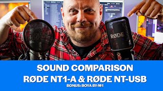 Sound comparison RØDE NTUSB amp RØDE NT1A amp BOYA BYM1 [upl. by Olive215]