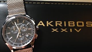 Akribos XXIV AK625SSB Mens Watch Unboxing amp Review [upl. by Abehs486]