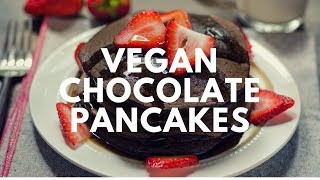 Vegan Chocolate Strawberry Pancakes [upl. by Wescott]