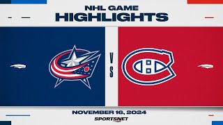 NHL Highlights  Canadiens vs Blue Jackets  November 16th 2024 [upl. by Enneyehc]