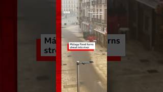 Málaga flood turns street into river after Spain torrential rain Spain BBCNews [upl. by Roleat]