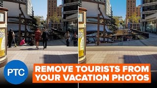 Remove Tourists From Photos In Photoshop  Stack Mode Tutorial [upl. by Ellerrehs]