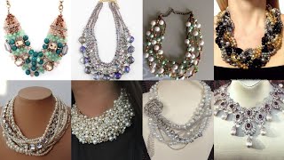 Pearl and Crystal Cluster Necklace Sparkling Necklace Design to add a touch of Glamour [upl. by Alyad]