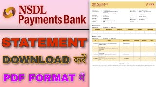 Nsdl Payment bank account statement download  how to download Nsdl Payment bank account statement [upl. by Baram]