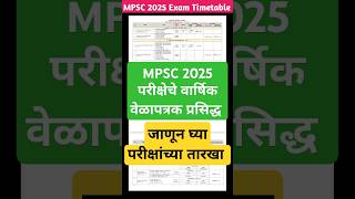 mpsc exam 2025  MPSC Time Table 2025  Rajyaseva amp Combine Exam Date 2025  mpsc exam update 2025 [upl. by Ennaillek221]