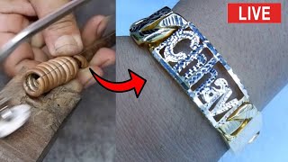 Watch how to make 18k gold bracelets popular 🔥🔨 shorts gold viral video silver jewelry [upl. by Aiciruam]