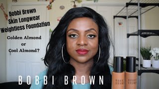 Bobbi Brown Skin Longwear Foundation Shade Comparison Golden Almond amp Cool Almond [upl. by Klos]