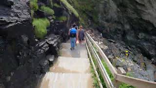 going down to Merlins Cave Tintagel castle speedlapse Cornwall 27th July 2024 [upl. by Oidualc]