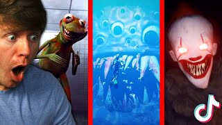 Reacting to SCARY TIKTOK MONSTERS [upl. by Kenleigh]