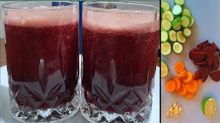 Beetroot Carrot Cucumber Lemon Ginger Juice Recipe  Healthy weight loss Juice Recipe [upl. by Marti]