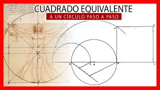 ⬛⭕ CUADRADO equivalente a un CÍRCULO dado  Dibujo técnico paso a paso  Equivalencia y semejanza [upl. by Ahsein]