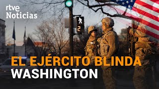 MILITARES y TANQUETAS en WASHINGTON para asegurar la INVESTIDURA de BIDEN  RTVE [upl. by Angele]