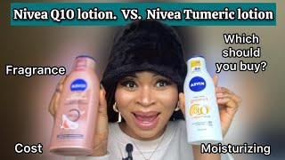 NIVEA Q10 BODY LOTION VS NIVEA TUMERIC BODY LOTION 😍 [upl. by Hutt891]