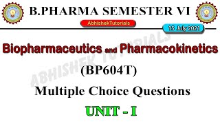 Biopharmaceutics And Pharmacokinetics MCQ  Unit1  BP604T  B Pharm 6th sem 3rd year [upl. by Dlorej]