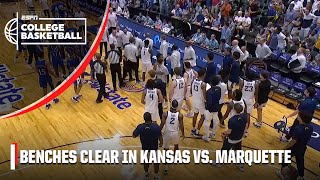 BENCHES CLEAR in Kansas vs Marquette 😤  ESPN College Basketball [upl. by Airod]