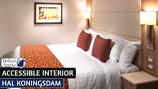 HAL Koningsdam  Accessible Interior Stateroom Tour amp Review 4K  Holland America Line [upl. by Einnov739]