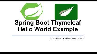 Spring Boot Thymeleaf Hello World Example Tutorial [upl. by Otilesoj]