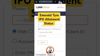 Emerald Tyre IPO Allotment Status ipo ipoallotmentstatus [upl. by Wystand914]