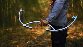 How To Make a Spring Resilience Powered Bow From Bicycle Wheel [upl. by Yentruok]