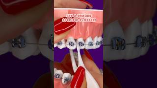 EASY way to FLOSS with BRACES ON 🤯 braces education teeth [upl. by Nedrob]