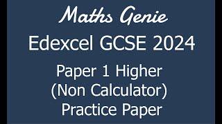 Edexcel GCSE 2024 Higher Paper 1 Non Calculator Revision Practice Paper [upl. by Sianna]