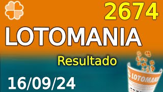 Resultado da Lotomania 2674  lotomania conc 2674 [upl. by Nahbois]